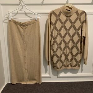 Chic Beige and Brown Skirt Set